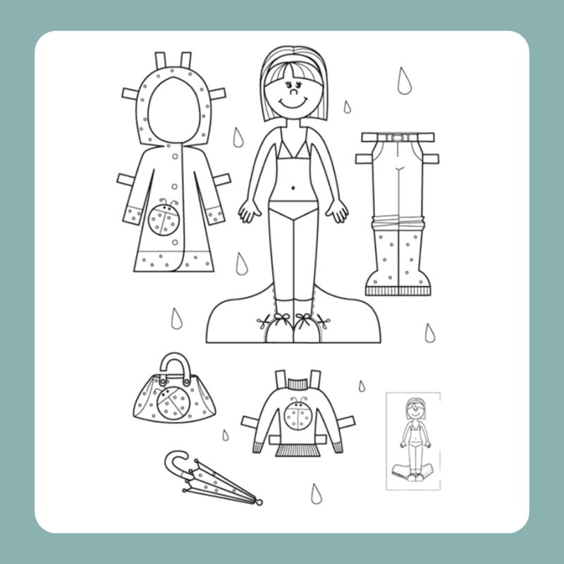 búp bê giấy tô màu đẹp