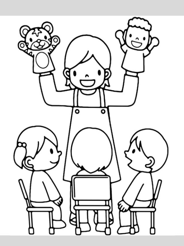 tranh tô màu cô giáo mầm non 1