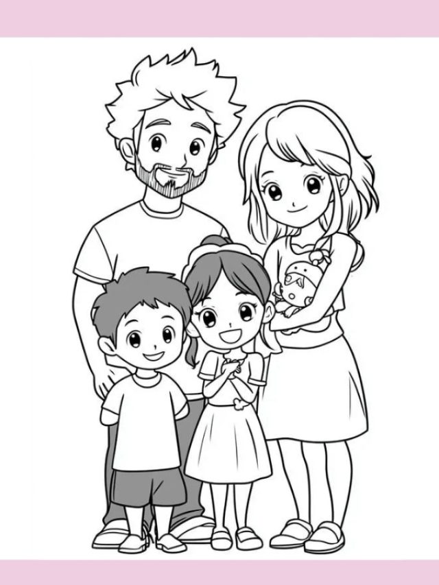 tranh tô màu gia đình 4 người 30