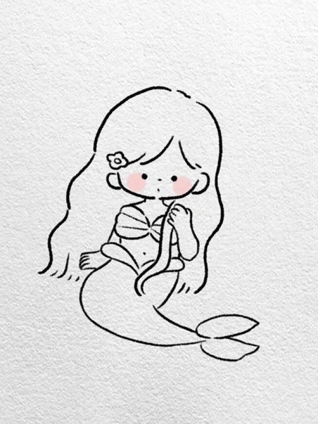 vẽ nàng tiên cá cute