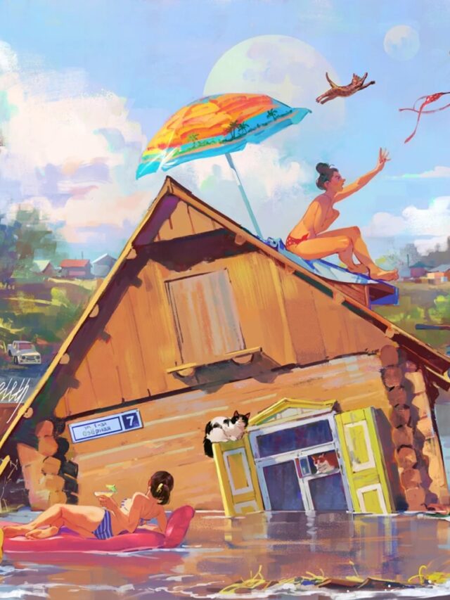 vẽ tranh đề tài lũ lụt 10