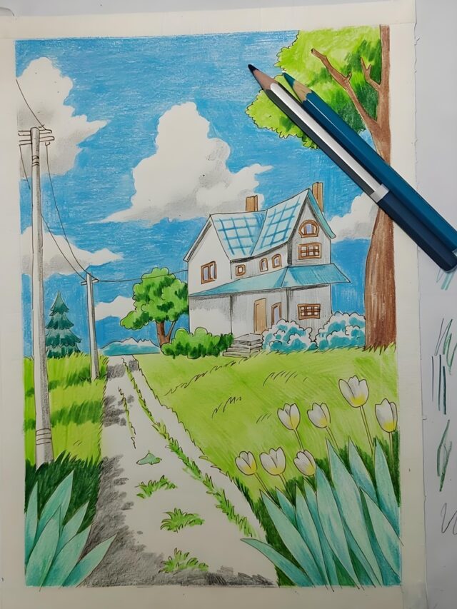 vẽ tranh phong cảnh đơn giản mà đẹp 21