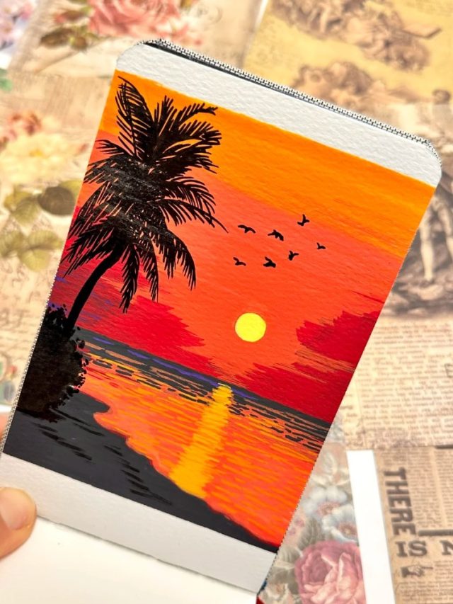 vẽ tranh phong cảnh hoàng hôn bằng màu sáp 32