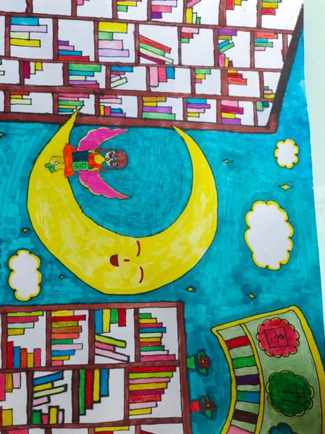 vẽ tranh thư viện trường em 25