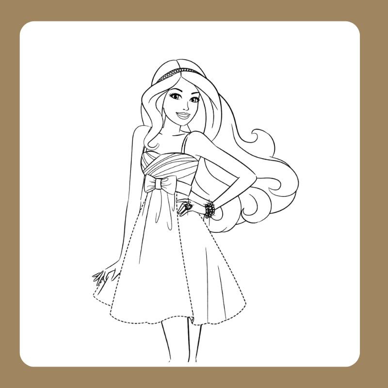 hình tô màu búp bê barbie