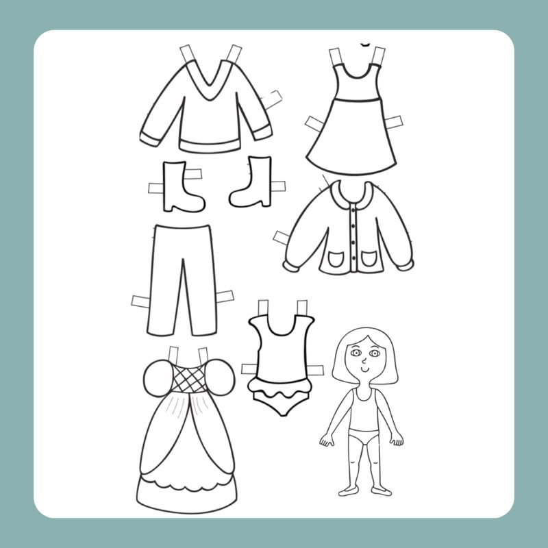 hình tô màu búp bê giấy