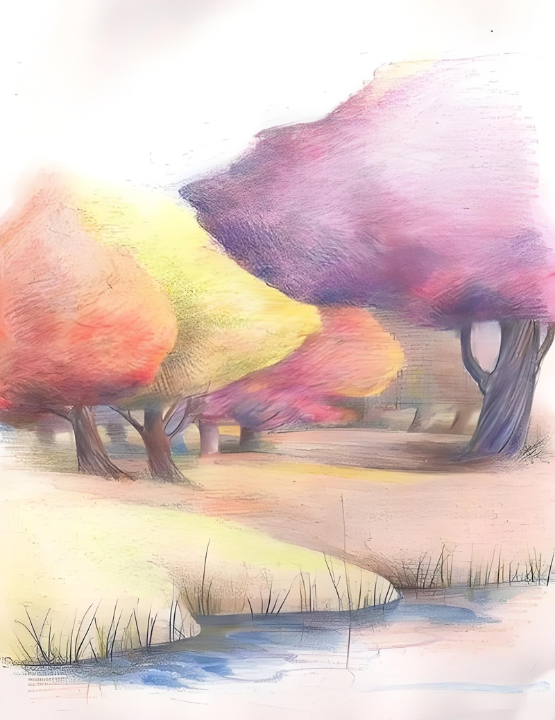 tranh phong cảnh thiên nhiên dễ vẽ​