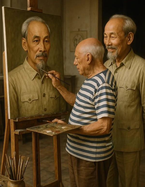 tranh picasso vẽ bác hồ