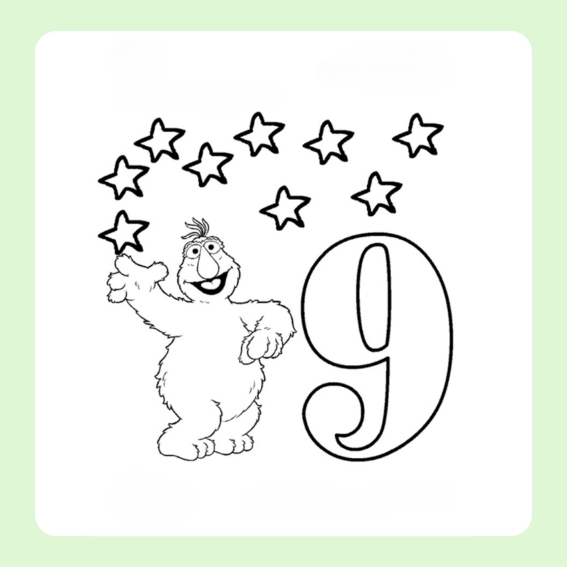 tranh tô màu bé học số 9