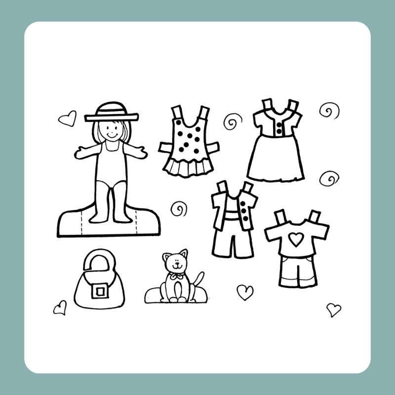 tranh tô màu búp bê giấy