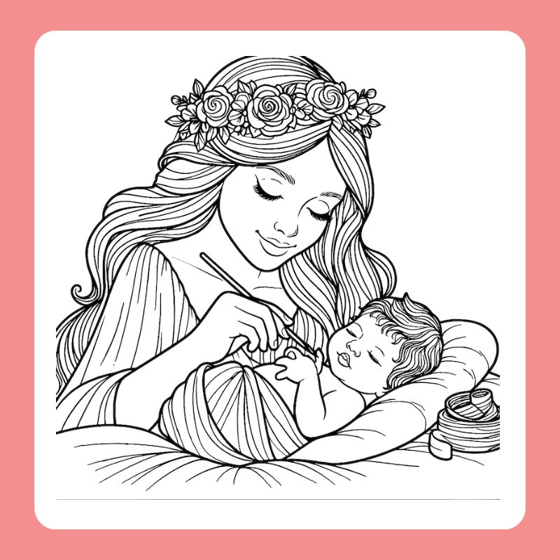 tranh tô màu chân dung mẹ (2)