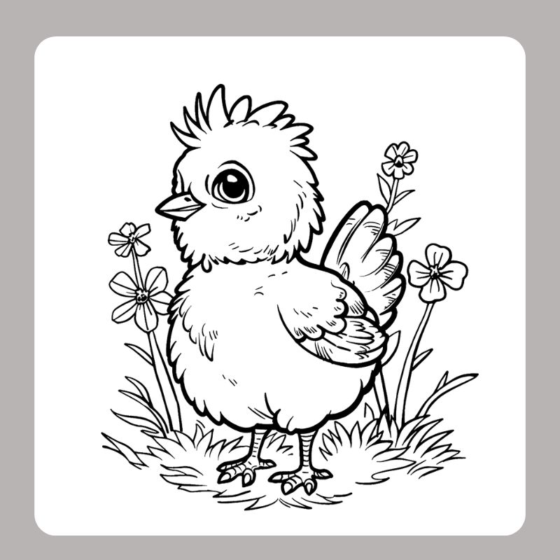 tranh tô màu gà con