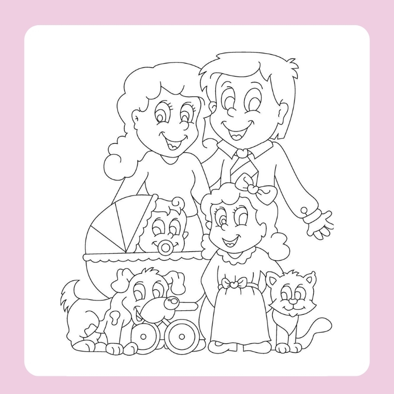 tranh tô màu gia đình 4 người 10