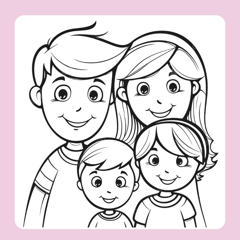 tranh tô màu gia đình 4 người 11