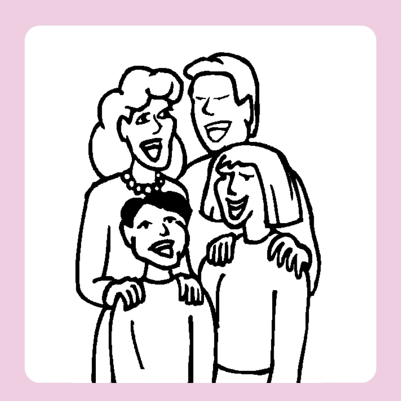 tranh tô màu gia đình 4 người 12