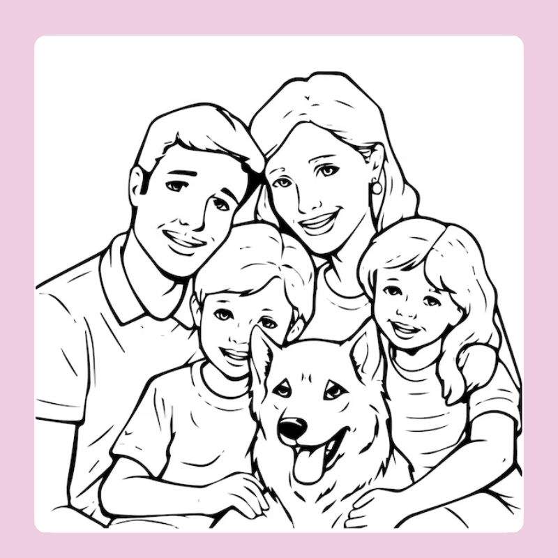 tranh tô màu gia đình 4 người 13