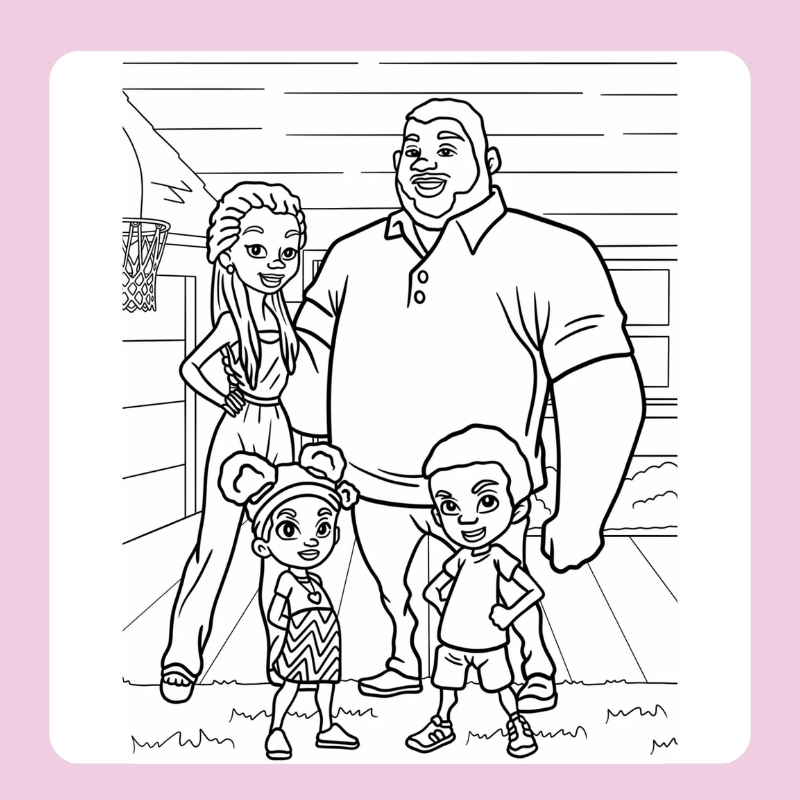 tranh tô màu gia đình 4 người 14