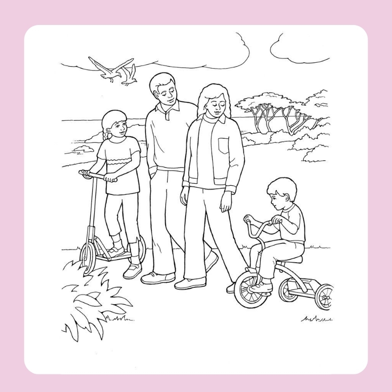 tranh tô màu gia đình 4 người 17