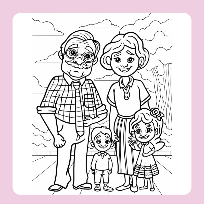 tranh tô màu gia đình 4 người 18