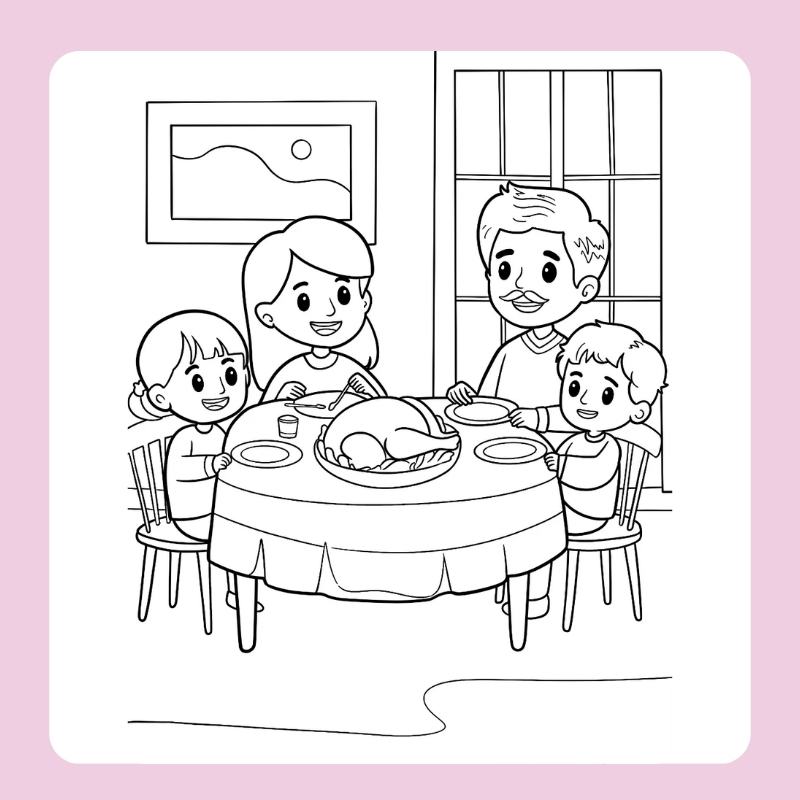 tranh tô màu gia đình 4 người 19