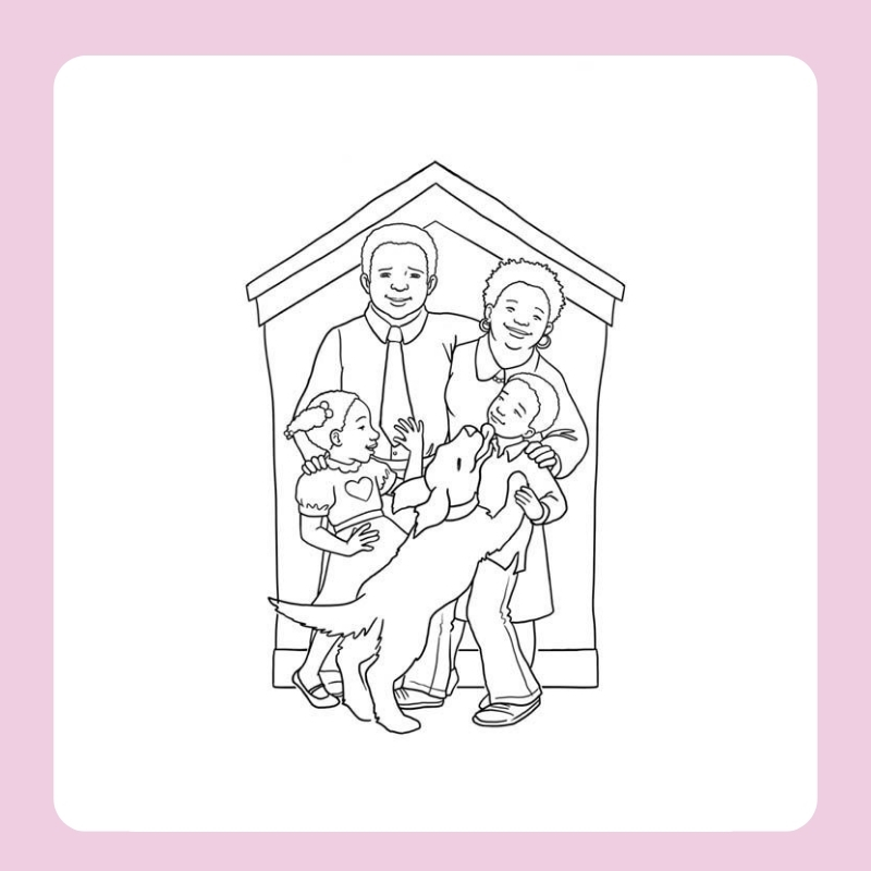 tranh tô màu gia đình 4 người 20