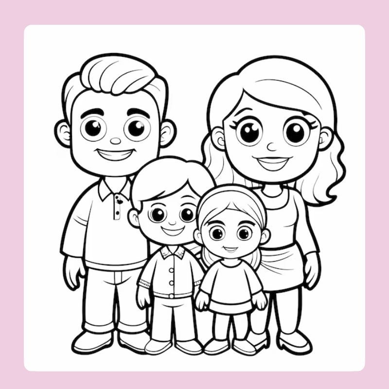 tranh tô màu gia đình 4 người 27