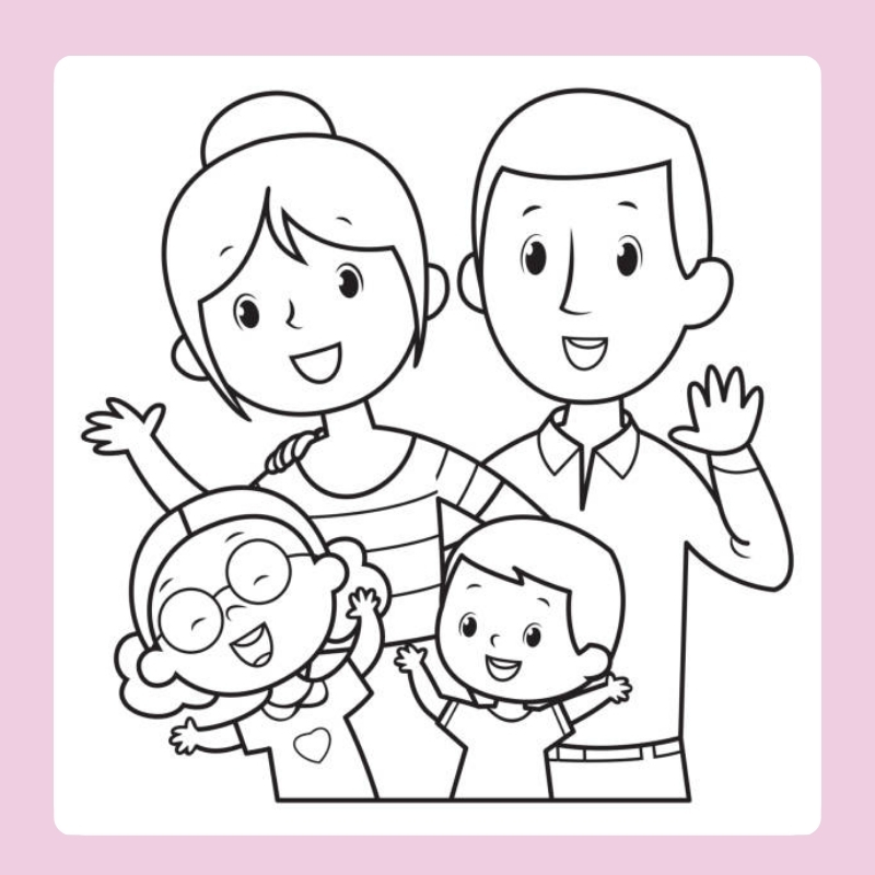 tranh tô màu gia đình 4 người 3