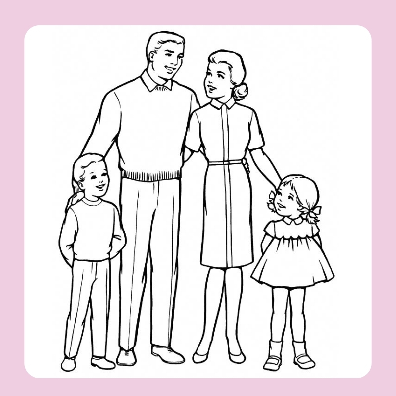 tranh tô màu gia đình 4 người 5