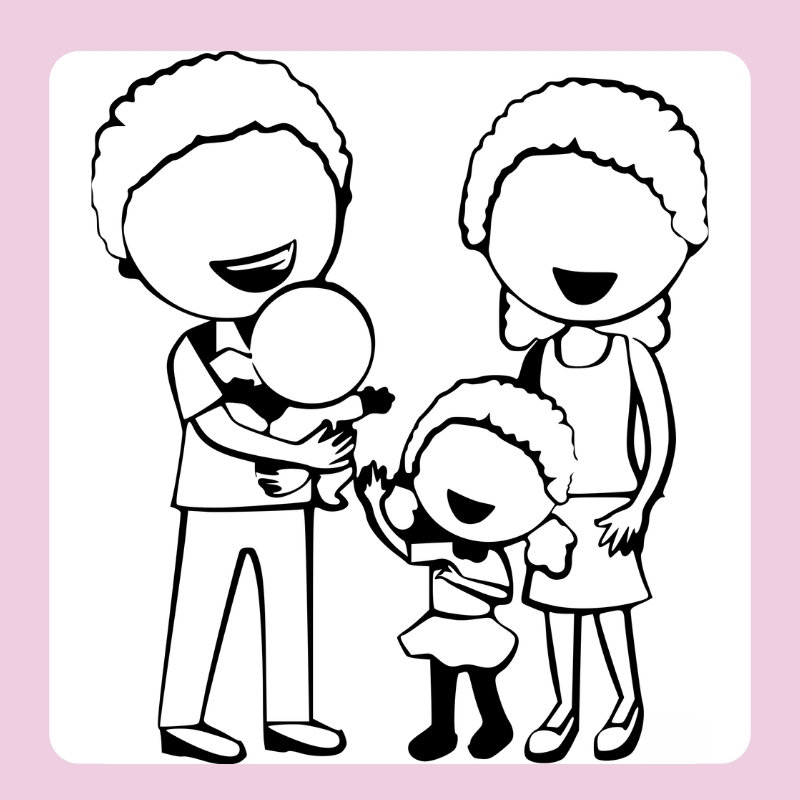 tranh tô màu gia đình 4 người 8