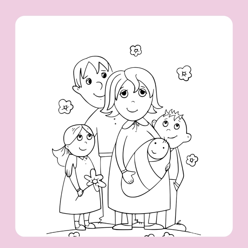 tranh tô màu gia đình 4 người 9