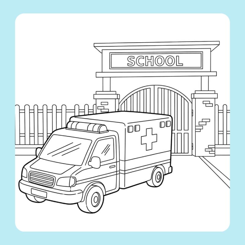tranh tô màu xe cứu thương
