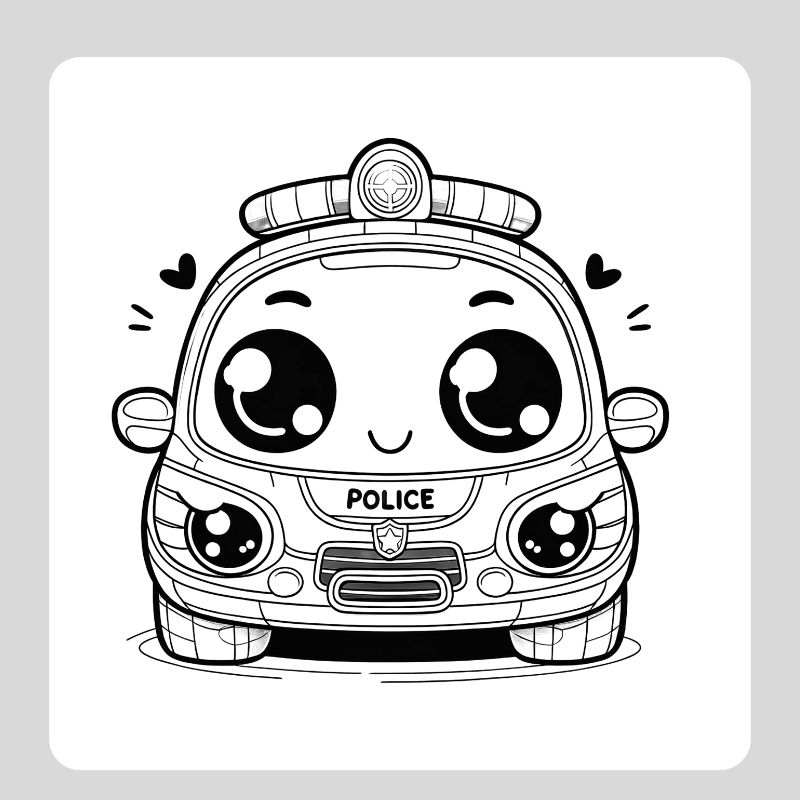 tranh tô màu xe ô tô cảnh sát
