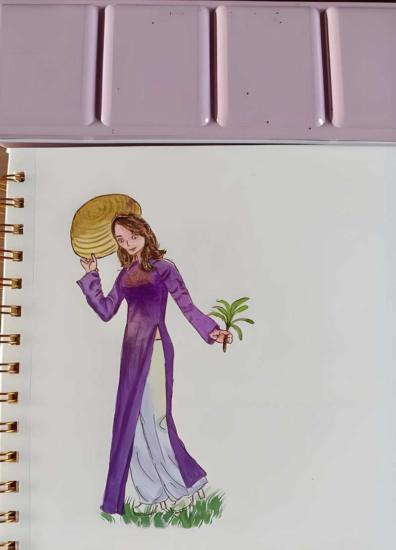 tranh vẽ áo dài 1