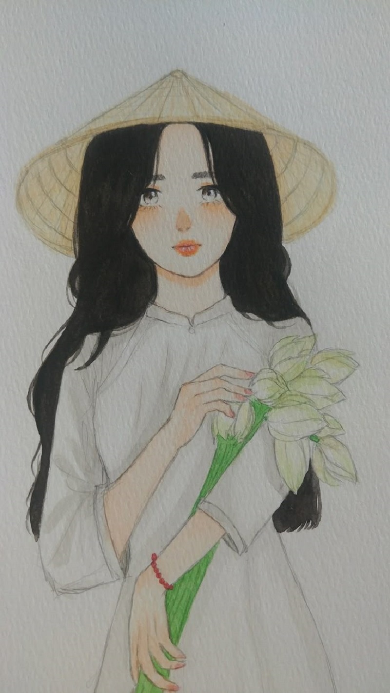 tranh vẽ áo dài 21