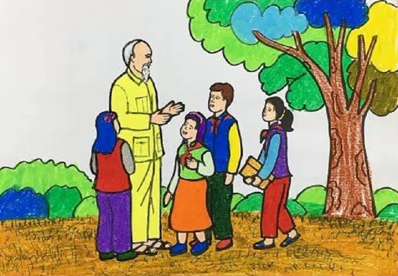 tranh vẽ bác hồ đơn giản​
