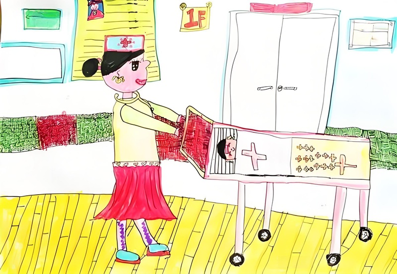 tranh vẽ bác sĩ khám bệnh