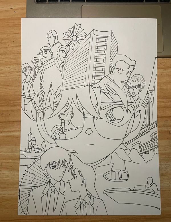 tranh vẽ bút chì anime conan