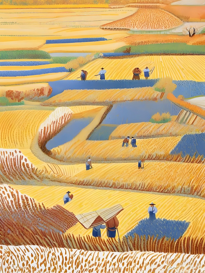 tranh vẽ cánh đồng lúa của học sinh 12
