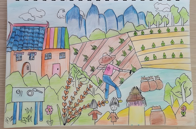 tranh vẽ cánh đồng lúa của học sinh 13