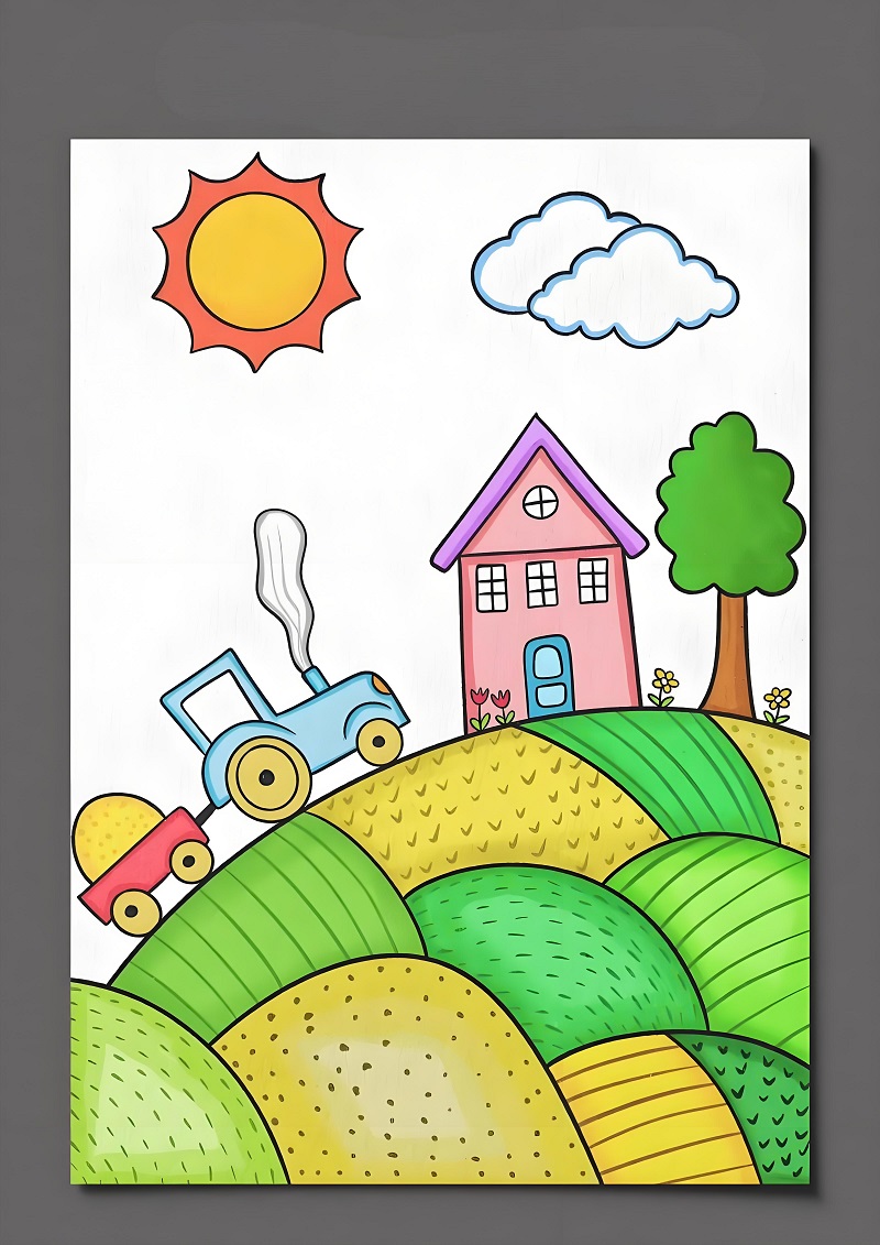 tranh vẽ cánh đồng lúa của học sinh 14