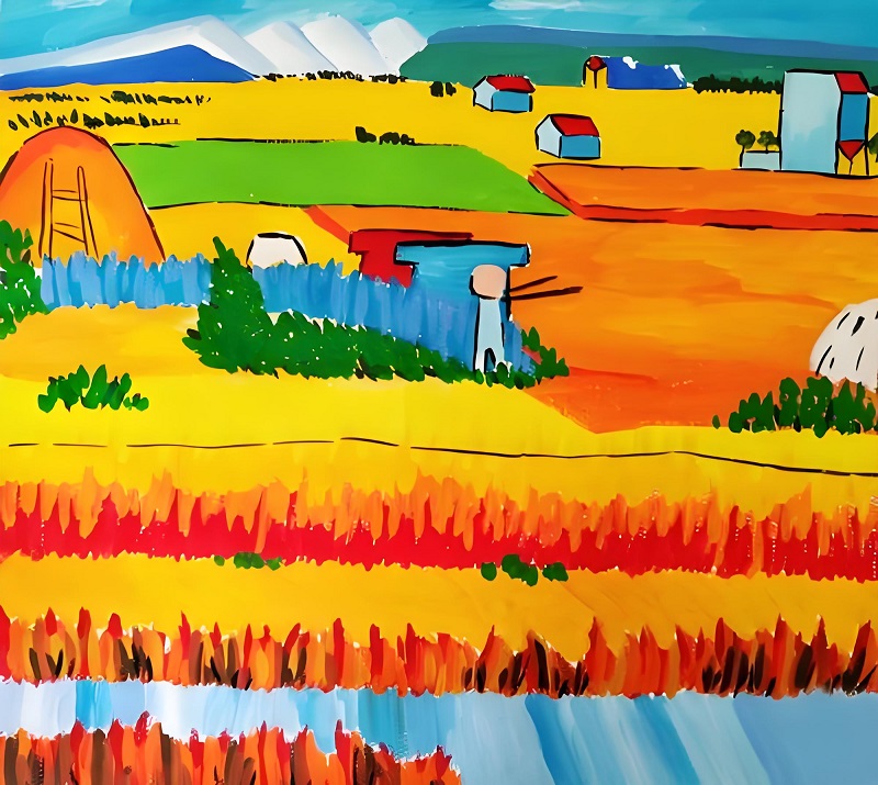 tranh vẽ cánh đồng lúa của học sinh 15