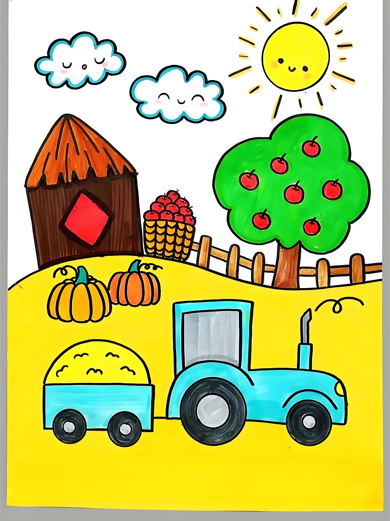 tranh vẽ cánh đồng lúa của học sinh 16