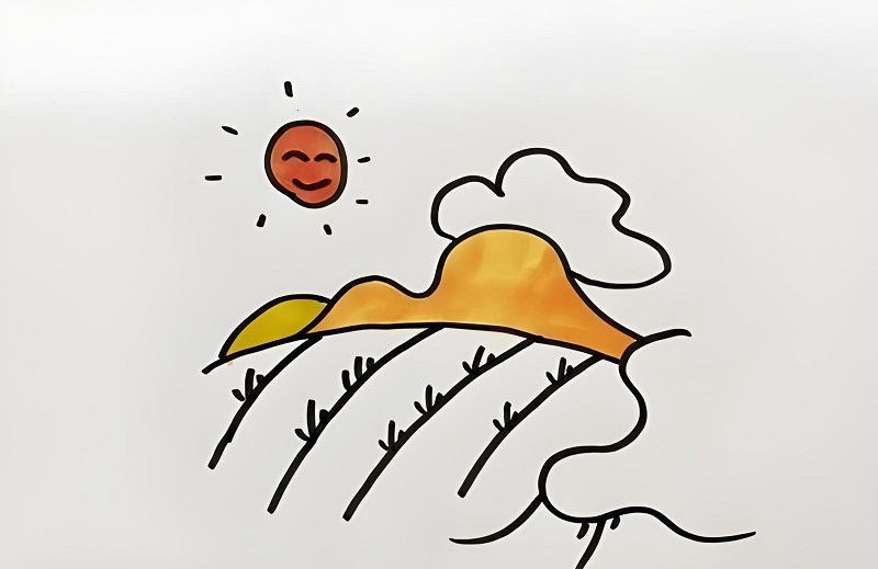 tranh vẽ cánh đồng lúa của học sinh 17