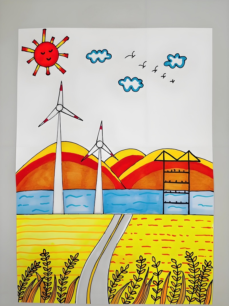 tranh vẽ cánh đồng lúa của học sinh 2