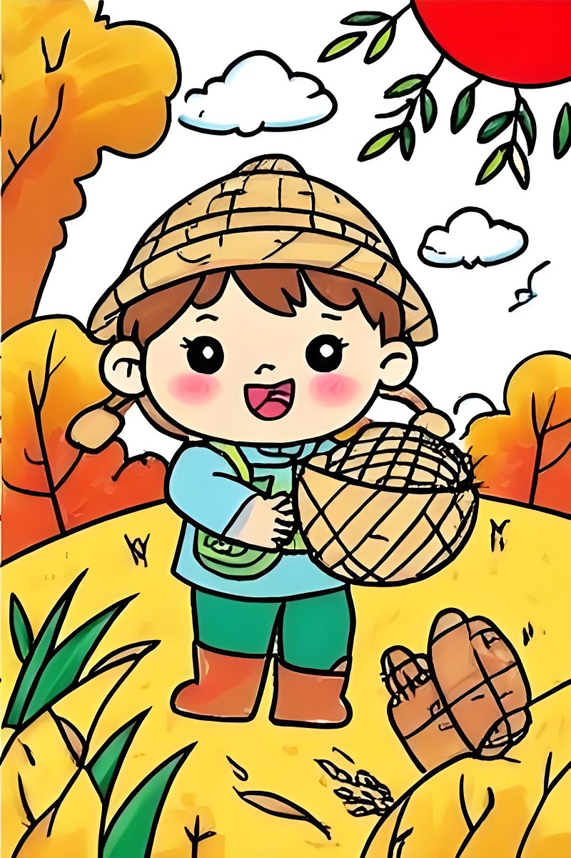 tranh vẽ cánh đồng lúa của học sinh 3