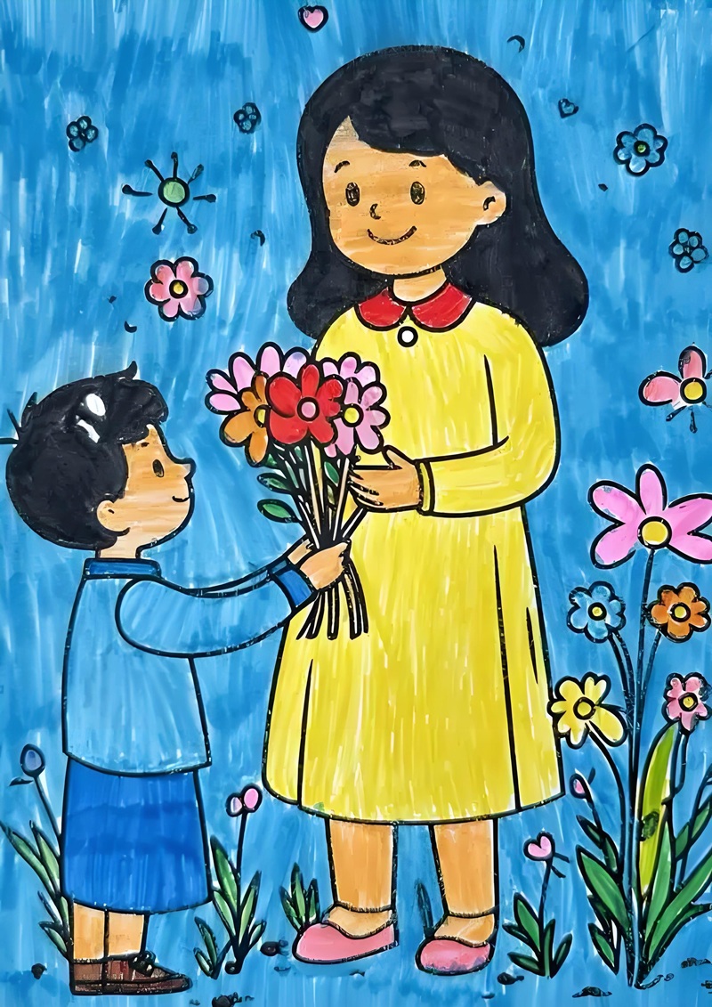 tranh vẽ cô giáo và học sinh đẹp​