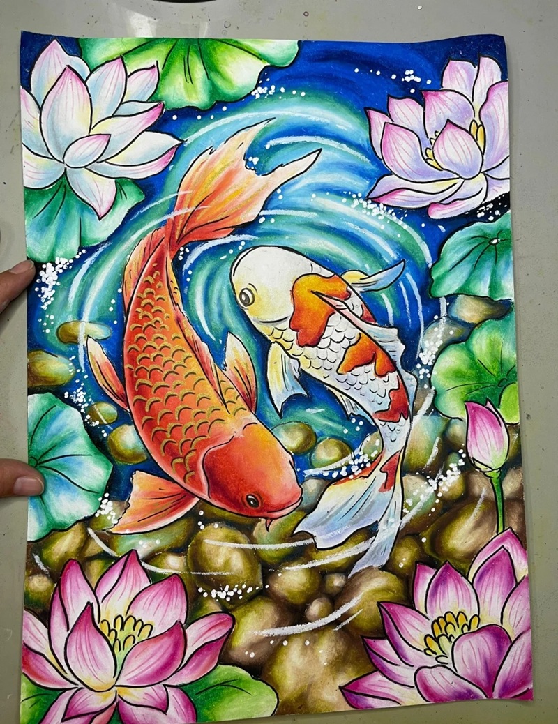 tranh vẽ con cá chép​