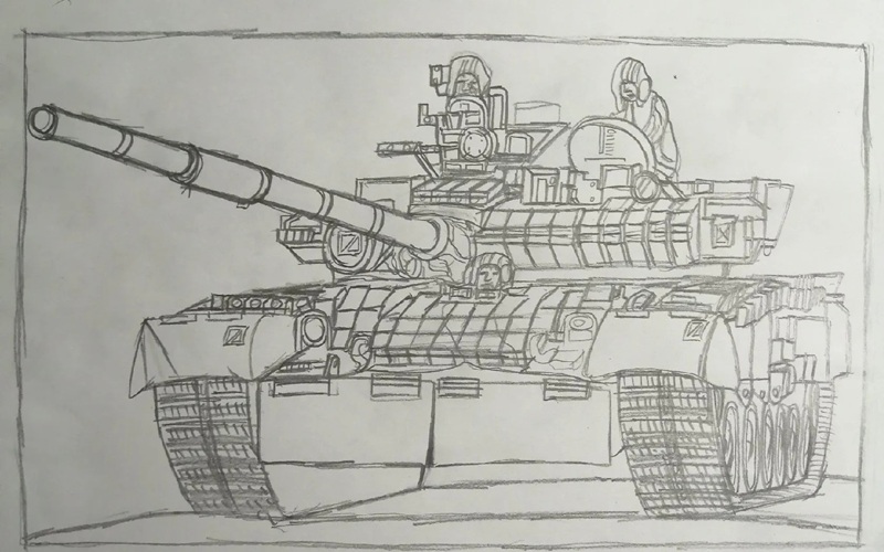 tranh vẽ đề tài bộ đội xe tăng