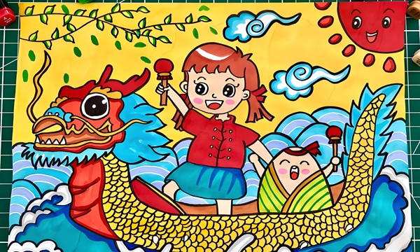 tranh vẽ đề tài lễ hội đua thuyền