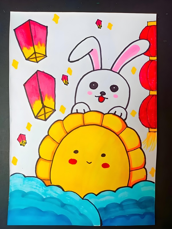 tranh vẽ đề tài lễ hội trung thu​